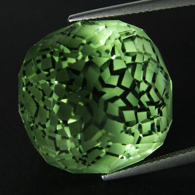 37.20Cts Hi-Look Natural Green Amethyst Cushion Custom Missing Cut Ref VDO 