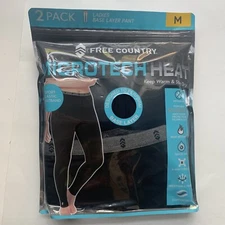 2 Pack FREE COUNTRY MEDIUM  Ladies Base Layer Bottom Black Pants Microtech Heat