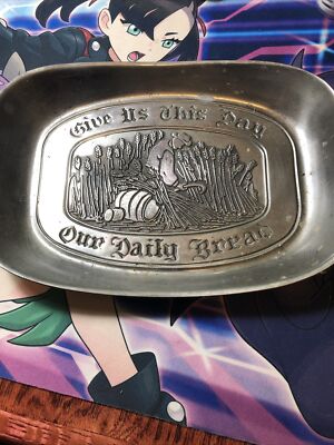  Vintage DURATALE by Leonard ''Give Us This Day Our Daily Bread'' Pewter Plate