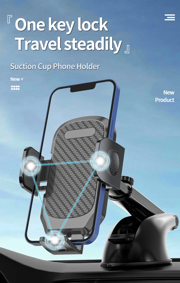 Car Phone Mount 360° Universal Car Cell Phone Holder Stand Windshield Dashboard - Image 4 of 4