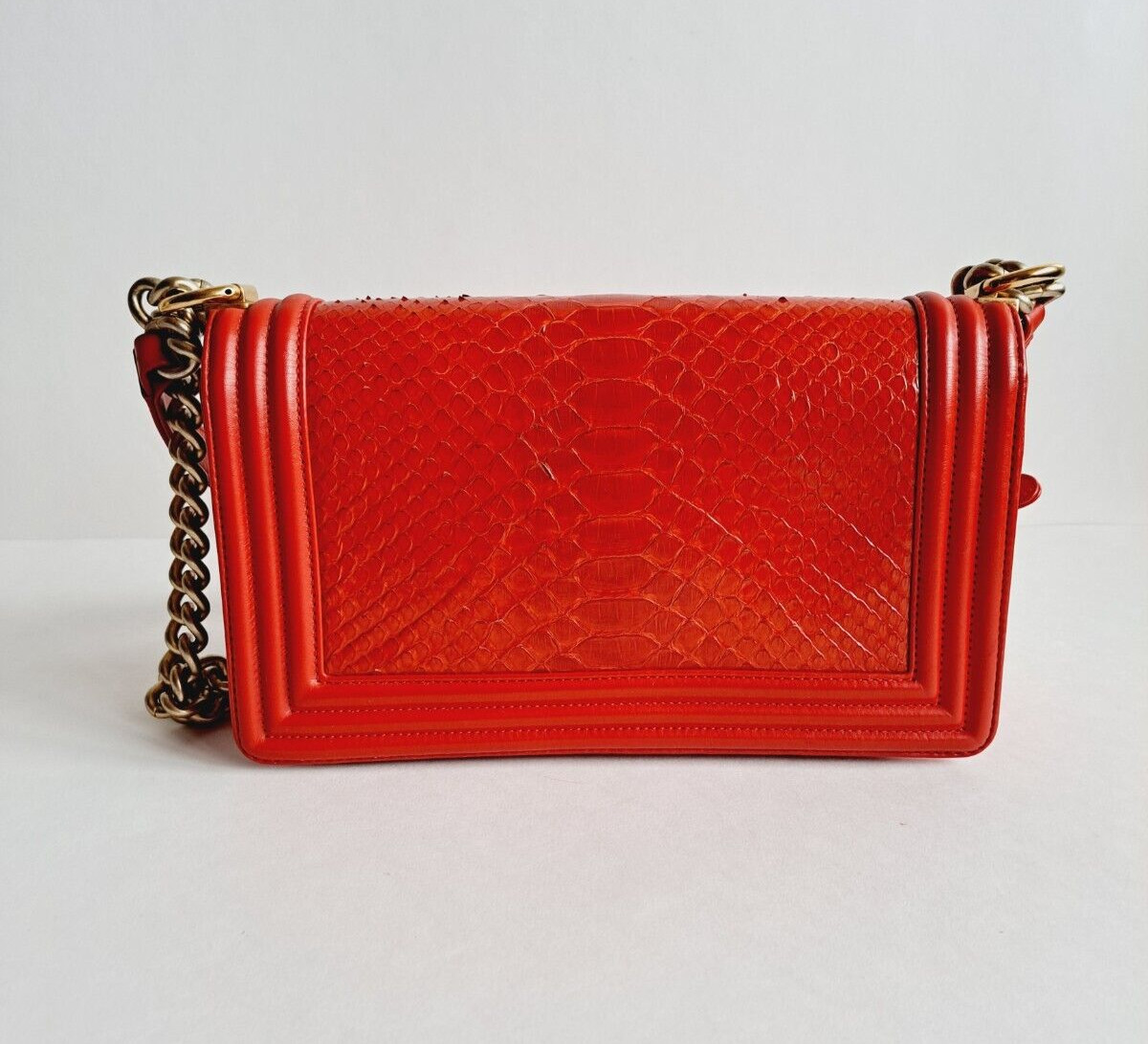 Chanel Red Python Medium Boy Flap Bag - image 6