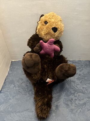 Wild Republic Realistic Lifelike Sea Otter Marine Mammal w/ Pink Star Fish Plush
