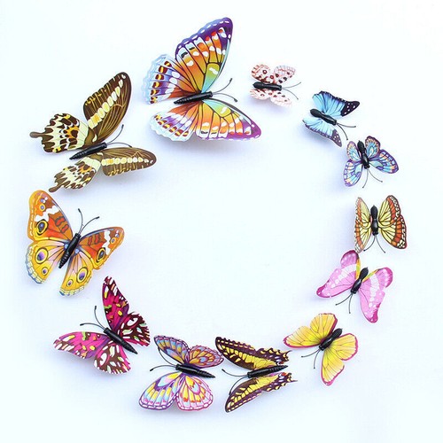 12X 3D Butterfly Glow In The Dark Luminous Fluorescent Wall Stickers Home Decor - Picture 9 of 13