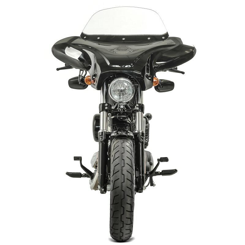 Batwing Windschild Für Chopper/Custombikes – Frontverkleidung Mit Windschutz, Schwarz Glänzend, 94 Cm Breit