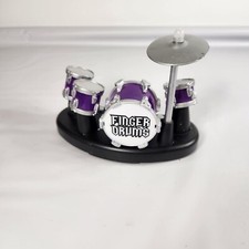 Finger Drums w/ bass snare 2 tom toms & cymbal  Desktop Drum Kit Records Purple