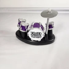Finger Drums w/ bass snare 2 tom toms & cymbal  Desktop Drum Kit Records Purple