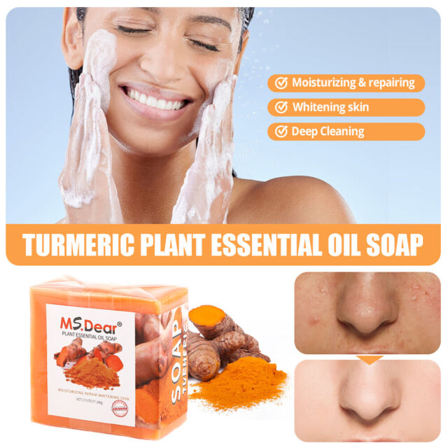 Tumeric Soap Essence Oil Dark Spots Bath Skin Whitening Anti Acne Brightening
