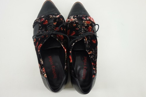 VTG LUXURY REBEL FLORAL VELVET BLACK LEATHER LOW BOOTS WOMEN'S 39.5 EU 8.5 US - Picture 8 of 8