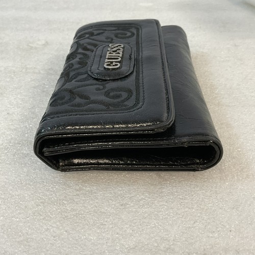 Vintage Guess schwarze dreifach gefaltete Clutch Multifach Druckknopf schließen Geldbörse GnuMode - Bild 4 von 14