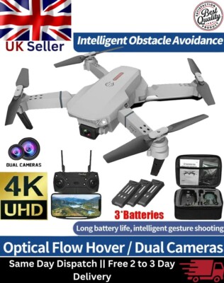 4K HD Drone X Pro Batteries Selfie Camera WIFI FPV GPS Foldable RC  Quadcopter UK