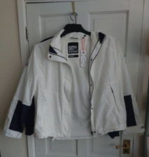 Superdry Womens Long Sleeved Essentials 4 In 1 Jacket Size Uk 14 White Navy Blue