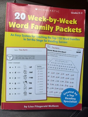 Scholastic 20 Week by Week Word Family Packets by Lisa Fitzgerald McKeon