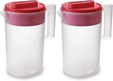 Rubbermaid Pitcher Set with 3 Position Pour Spout Lid 1-Gallon Clear/Red- 2 PACK
