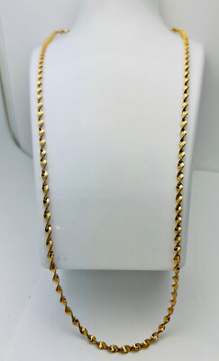 Danecraft italienische Halskette 24 Kt Gold/925 Silber 11,4 gr Twist Fischgrätmuster 30 Zoll
