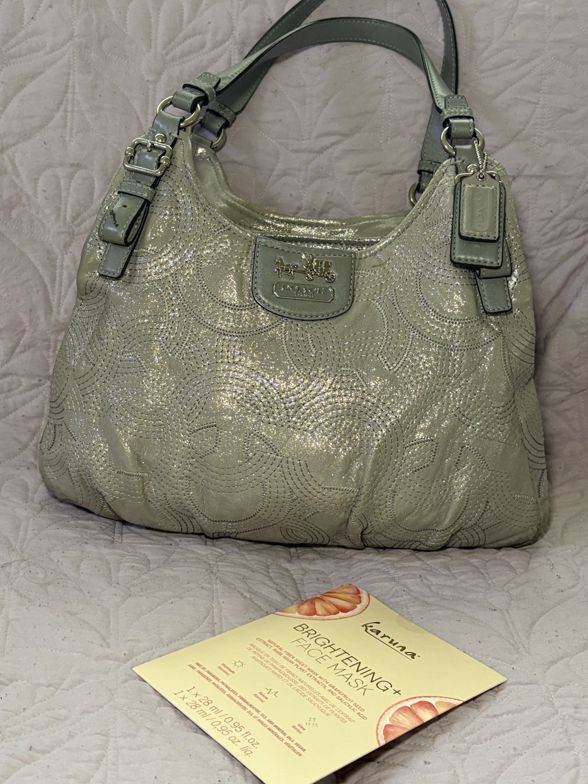 Coach Metallic Silver Logo Shoulder Bag Zip Purple Li… - Gem