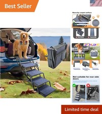 Truck and SUV Dog Stairs for Large Dogs Folding Pet Stairs with Non-Slip Rug ...