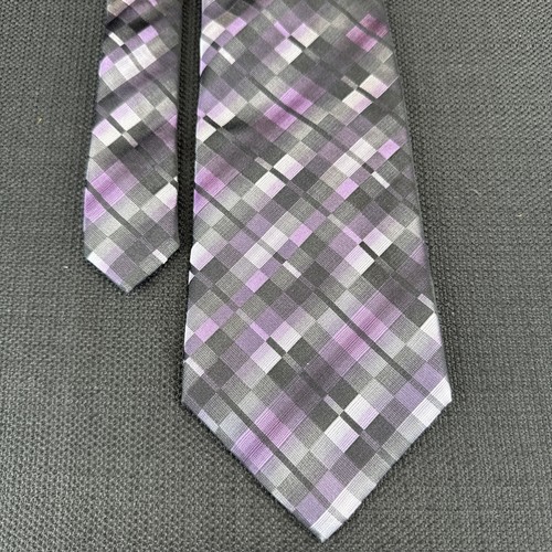Calvin Klein Purple Geometric X-long Men's Tie 100% Silk 62"x3.75" XL Necktie - Picture 12 of 12