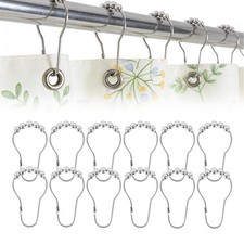 12 PCS Shower Curtain Hooks Rings Rustproof Stainless Steel Decorative Silver