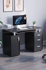 3 Drawer Computer Desk Home Office Work Study PC Laptop Workstation Table