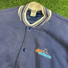Vintage 90s Boeing Varsity Jacket Fruit of the Loom Super Cotton XL Navy USA Co