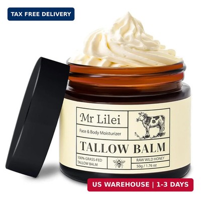 Organic Grass Fed Beef Tallow Balm with Honey Face & Body Moisturizer Unscented