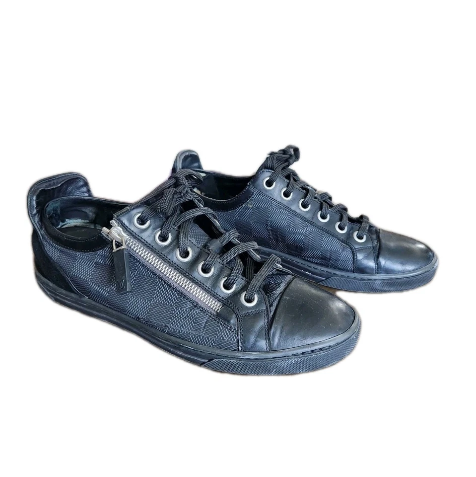 路易威登石墨黑色 Damier 低帮运动鞋皮鞋男式 6 码  — 第 3/4 张图片