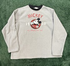 Disney Store Mickey Mouse 1928 All Around Nice Guy Grey Fleece Sweatshirt Size M