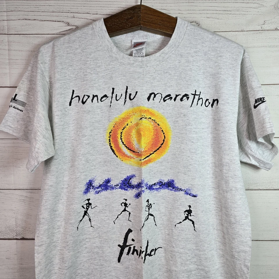 Camiseta De Colección Nike 93' Talla L Hecha en EE. UU. Swoosh Puntada Única Maratón Honolulu Foto 2 de 4