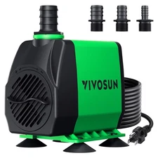 800GPH Submersible Water Pump 24W Ultra Quiet Fountain Hydroponics Aquarium