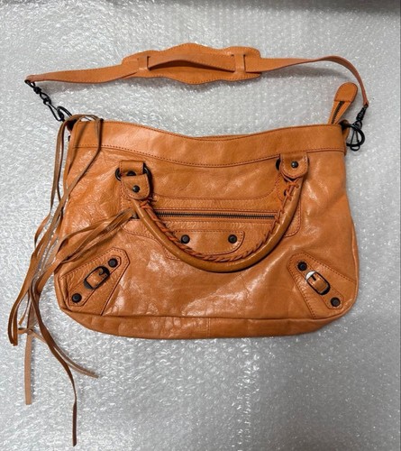 Balenciaga The City 2-way Shoulder bag Handbag Orange 115748 Women's Auth