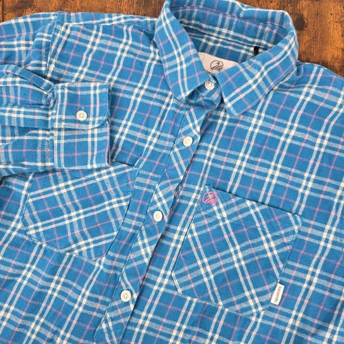 Swanndri Flannel Popover Button Up Blue Plaid Pink Womens 8