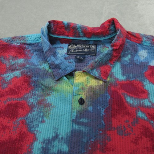 American Rag Shirt Shorts Set Men Medium 33W Seersucker Tie Dye Trippy Hippy 2pc - Picture 3 of 16