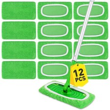 12Pcs Reusable Microfiber Mop Pads Compatible with Sweeper 12p, Green-12 Pack