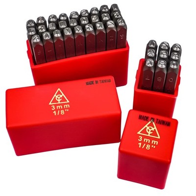 36pc 1/8'' 3mm Number & Uppercase Letter Stamps Set, Hammer Hand Punch Metal P...