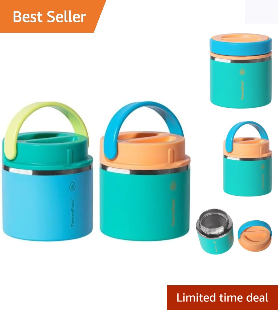 Stylish 20 oz Insulated Food Jars - 2-Pack in Pink and Blue 