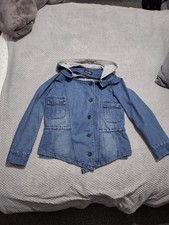 Hooded Denim Jacket Blue Size Small
