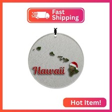 Hawaii Christmas Ornament - Winter Theme Featuring Snow, State Terrain Map and S