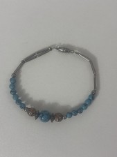Girls Turquoise Beaded Bracelet Screw Clasp Southwestern Boho Child Size