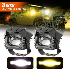 2x 3 Led Work Light Bar Spot Fog Lamp Yellow White Offroad Driving Pods Utv Suv