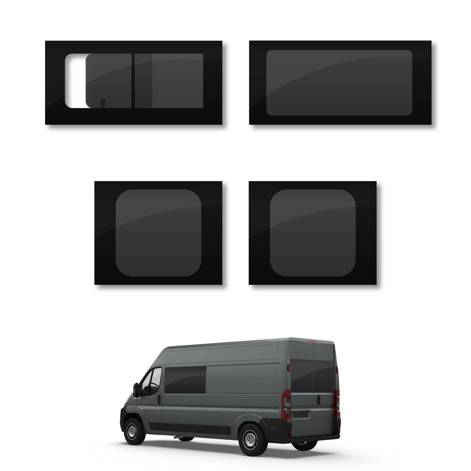 Peugeot Boxer 2006- Left Side Opening Driver Side Fixed Rear Dark Tint Windows