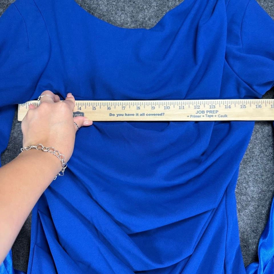 Midnight Velvet Royal Blue Long Bishop Sleeve Ruched Bodycon Dress - Image 4 of 4