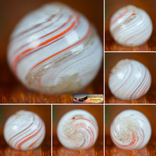 Handmade Red  White Onionskin Marble, 0.57 inch, Near Mint, Germany, S1589
