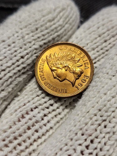 1903 Indian Head Cent Uncirculated Lusterous RB, Mostly RED