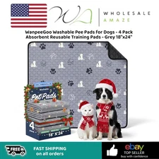 WanpeeGoo Washable Pee Pads for Dogs - 4 Pack Absorbent Reusable Training Pads