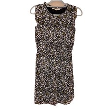 Ann Taylor LOFT Floral Ruffle Henley Dress black size XS