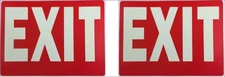 2Pc Glow In The Dark EXIT SIGN, Photoluminescent Tear-Resistant Sign - 12x8 Inch