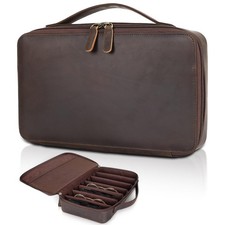 Polare Full Grain Leather Travel Sunglasses Organizer Case, Multiple Pairs Ey...