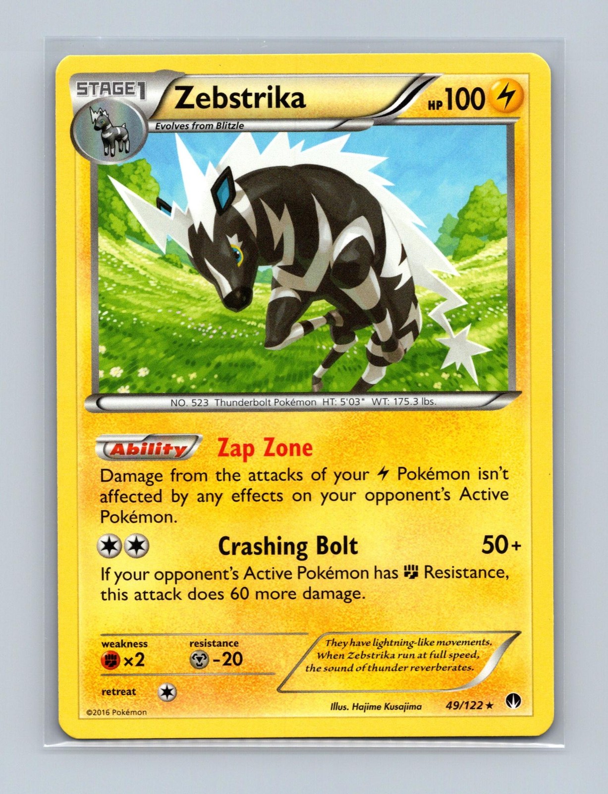 Zebstrika 49/122 Rare BREAKpoint Pokemon Lightly Played