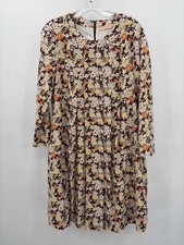 Pre-Owned Tory Burch Brown Size 10 Floral Knee Length Long Sleeve Dress