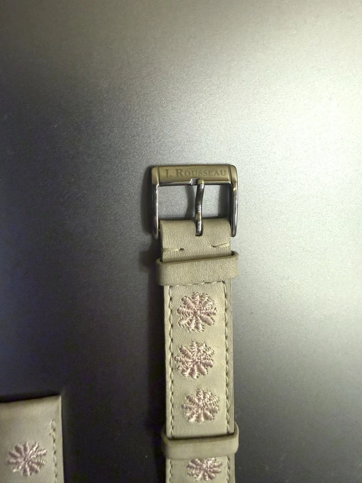 Jean ROUSSEAU - Paris 18MM CORREA DE CUERO HECHA A MANO FLORES BORDADAS Foto 4 de 4